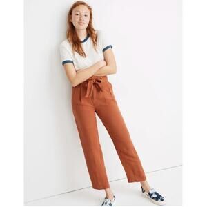 Madewell Linen Blend Paperbag Orange Cropped Pants // 6